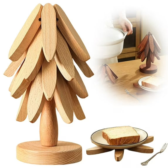 Tree Design Stand Wooden Trivets Decorative Anti Scald Heat Resistant Table Mat Coaster Wood Placemats Pot Table Heat Insulation Pad