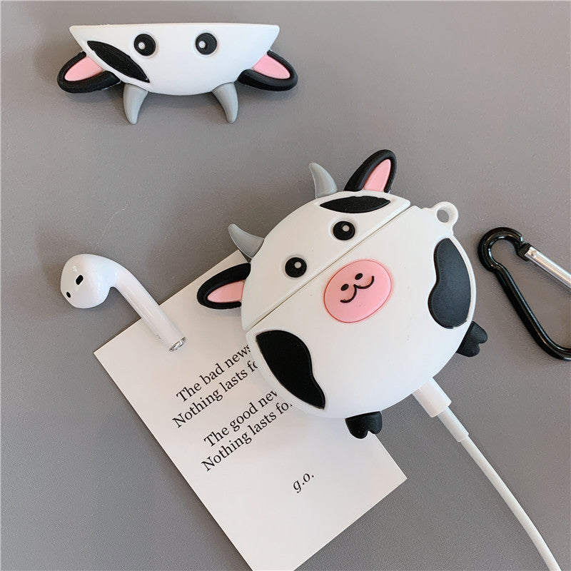 Compatible with Apple, Three-dimensional cute cow earphone shell