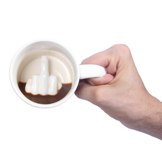 Creative Design White Middle Finger Mug
