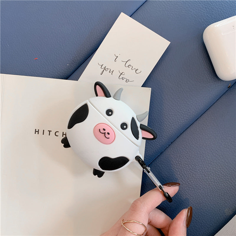 Compatible with Apple, Three-dimensional cute cow earphone shell