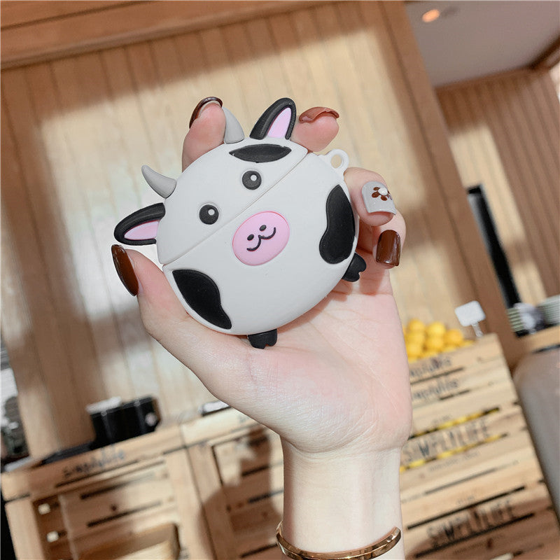 Compatible with Apple, Three-dimensional cute cow earphone shell