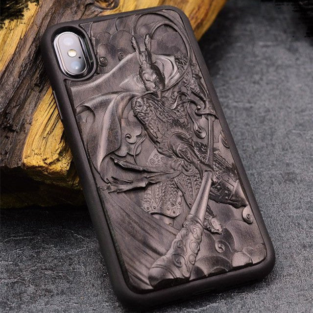 Purple Sandalwood Embossed Retro Anti-fall Mobile Phone Case Cover