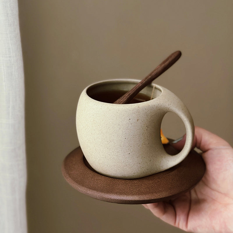 Stoneware Solid Wood Coaster Latte American Coffee Ceramic